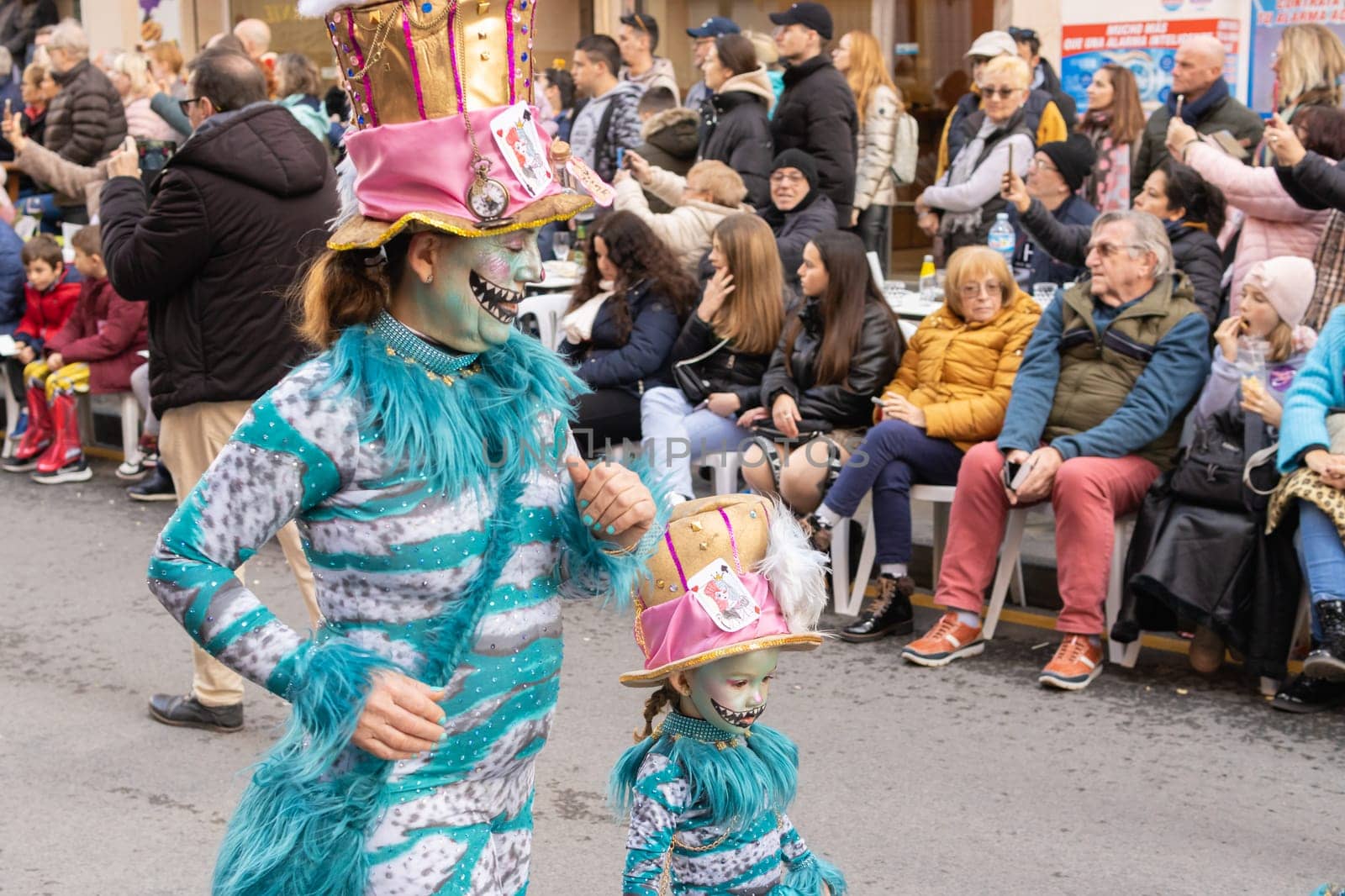 Carnival in Spain, the city of Torrevieja, February 12, 2023, people walk at the carnival by PopOff
