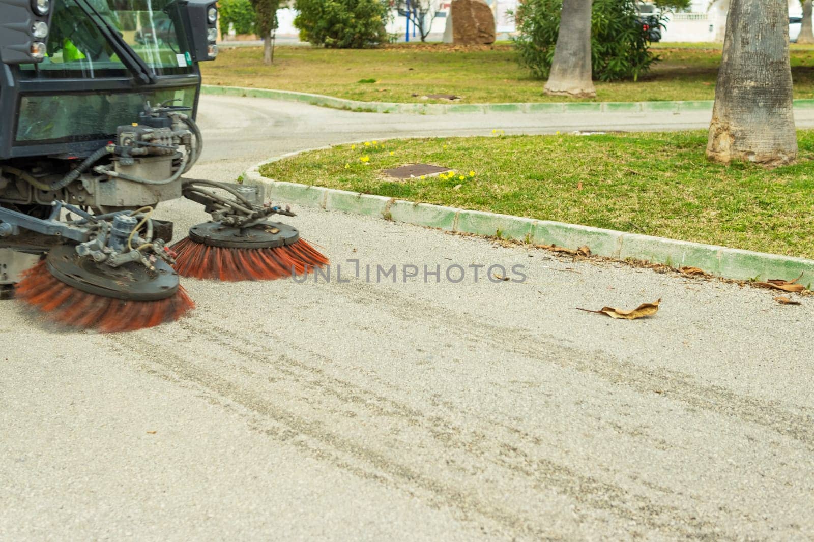 street cleaning machine close-up, there is a place for an inscription. High quality photo