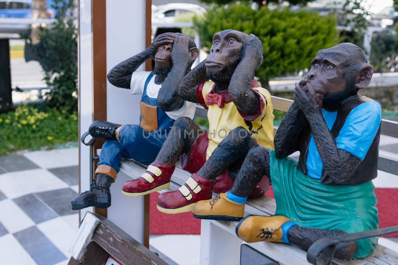 figurines of three monkeys, creative figurines from the designer. High quality photo
