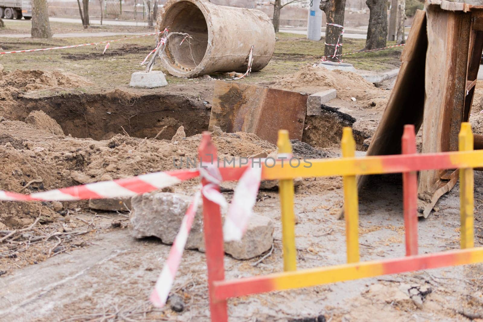 Repair of underground utilities. Replacement of the Pipeline on street by PopOff