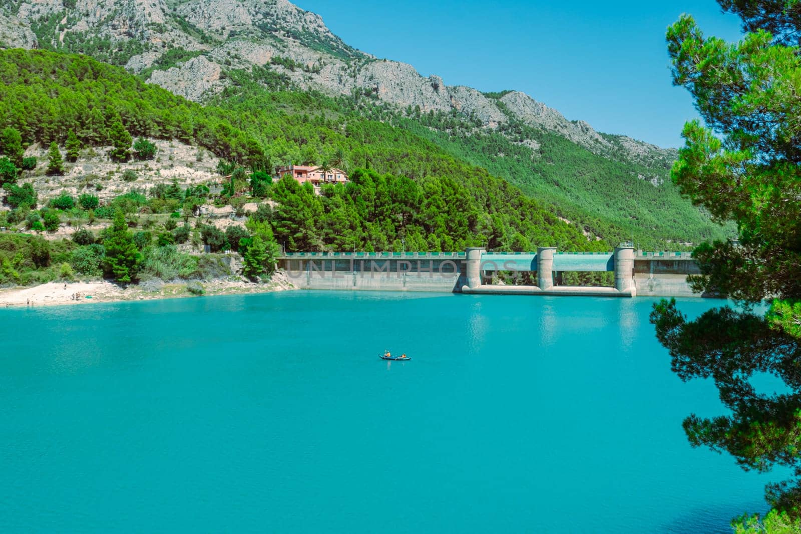 Panoramic view of mountain lake, national park Spain, Guadalest. High quality photo