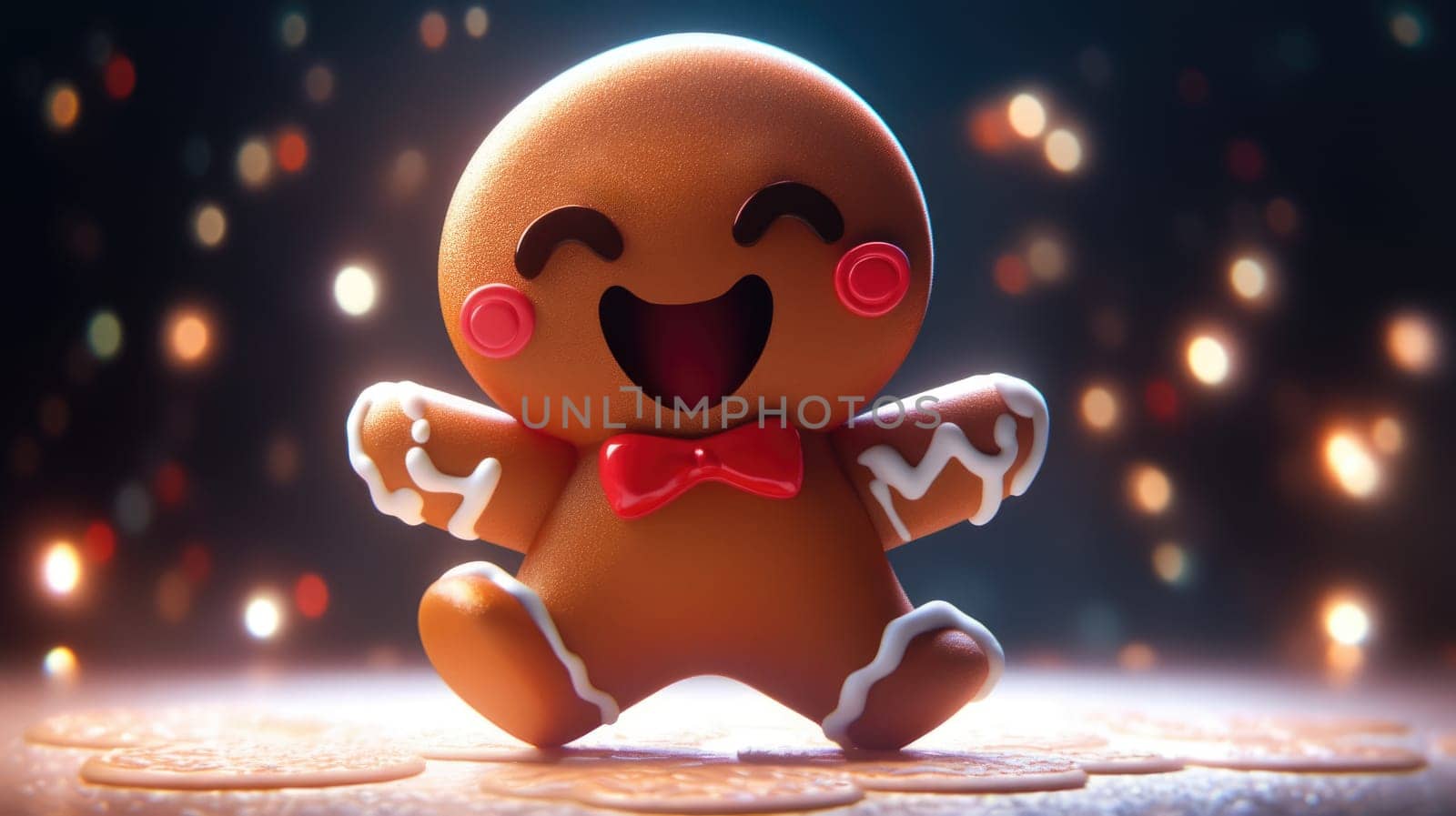 cute gingerbread man cartoon christmas, ai