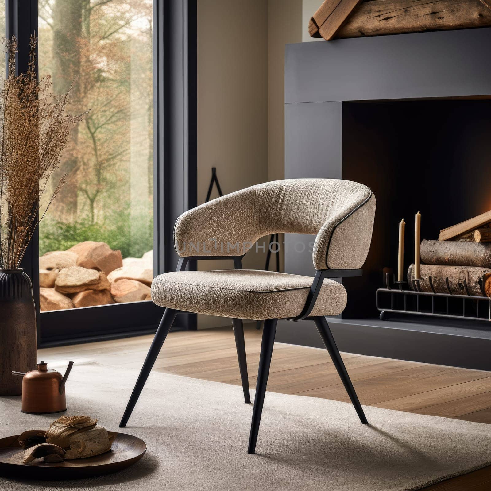 Luxury comfort chair minimal design. Generative AI.