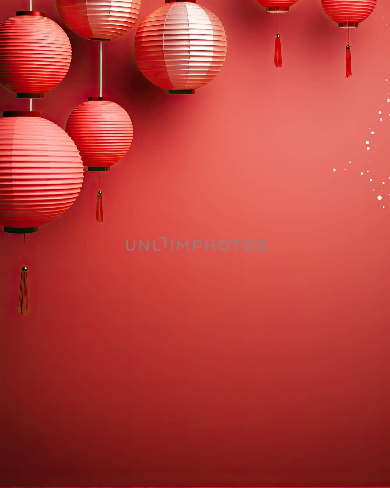 Typical chinese background template with lanterns isolated on red and copy space for text. Happy chinese new year by papatonic