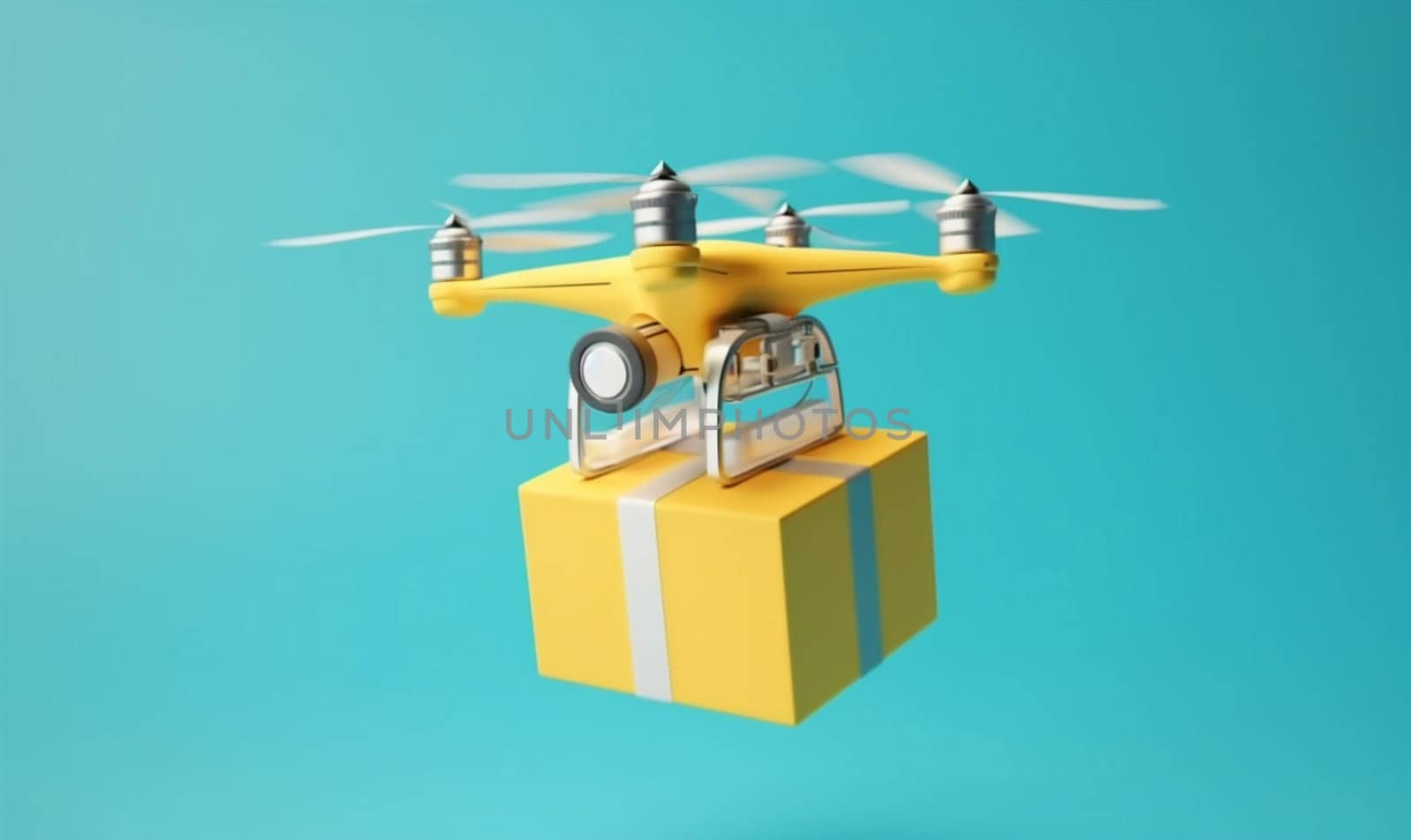 blue fly cargo aircraft technology air helicopter fast delivery drone. Generative AI. by Vichizh