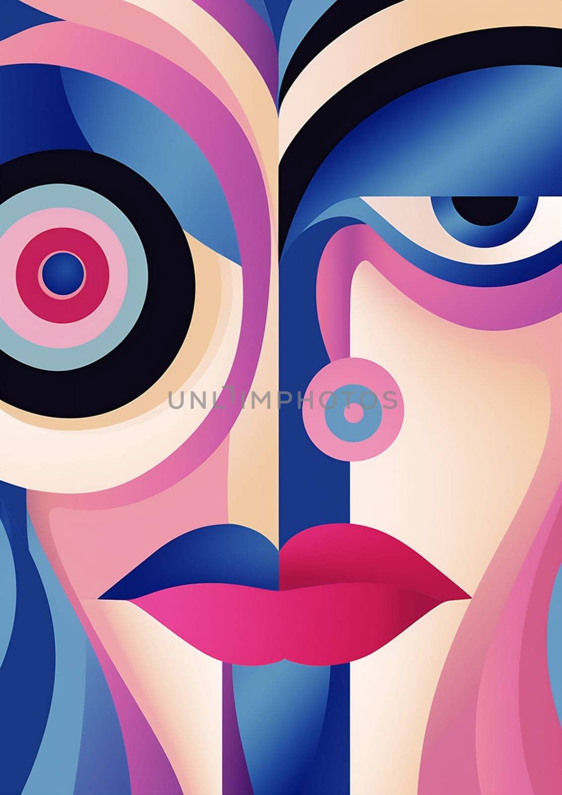 woman face modern concept graphic portrait cubist cubism abstract poster fashion. Generative AI. by Vichizh