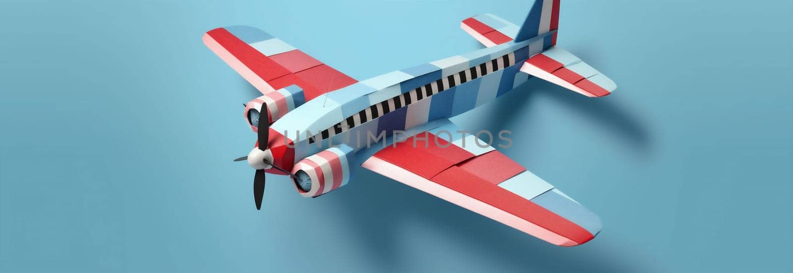 flight blue toy plane air aircraft business fly background aeroplane white. Generative AI. by Vichizh
