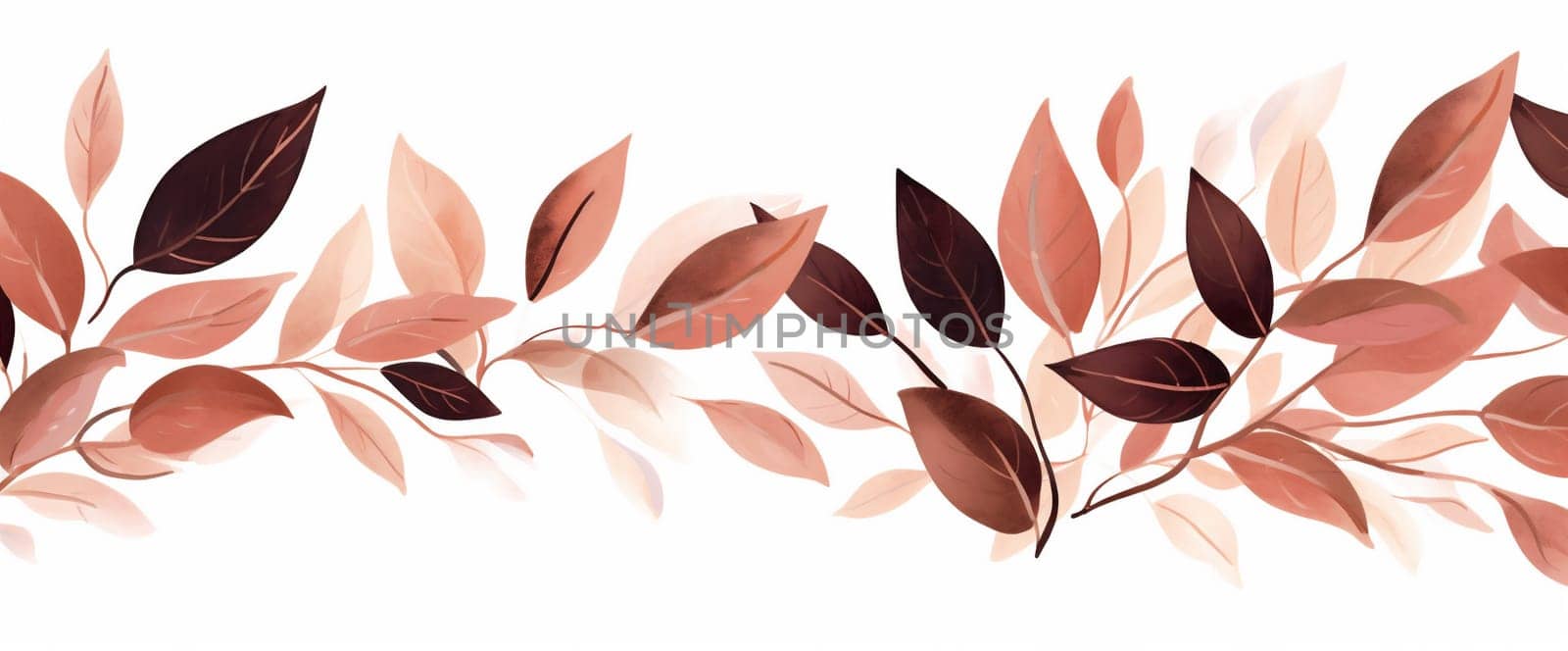 background abstract seamless decoration beautiful nature autumn pattern season brown leaf floral watercolor orange white natural texture seasonal yellow plant fall. Generative AI.