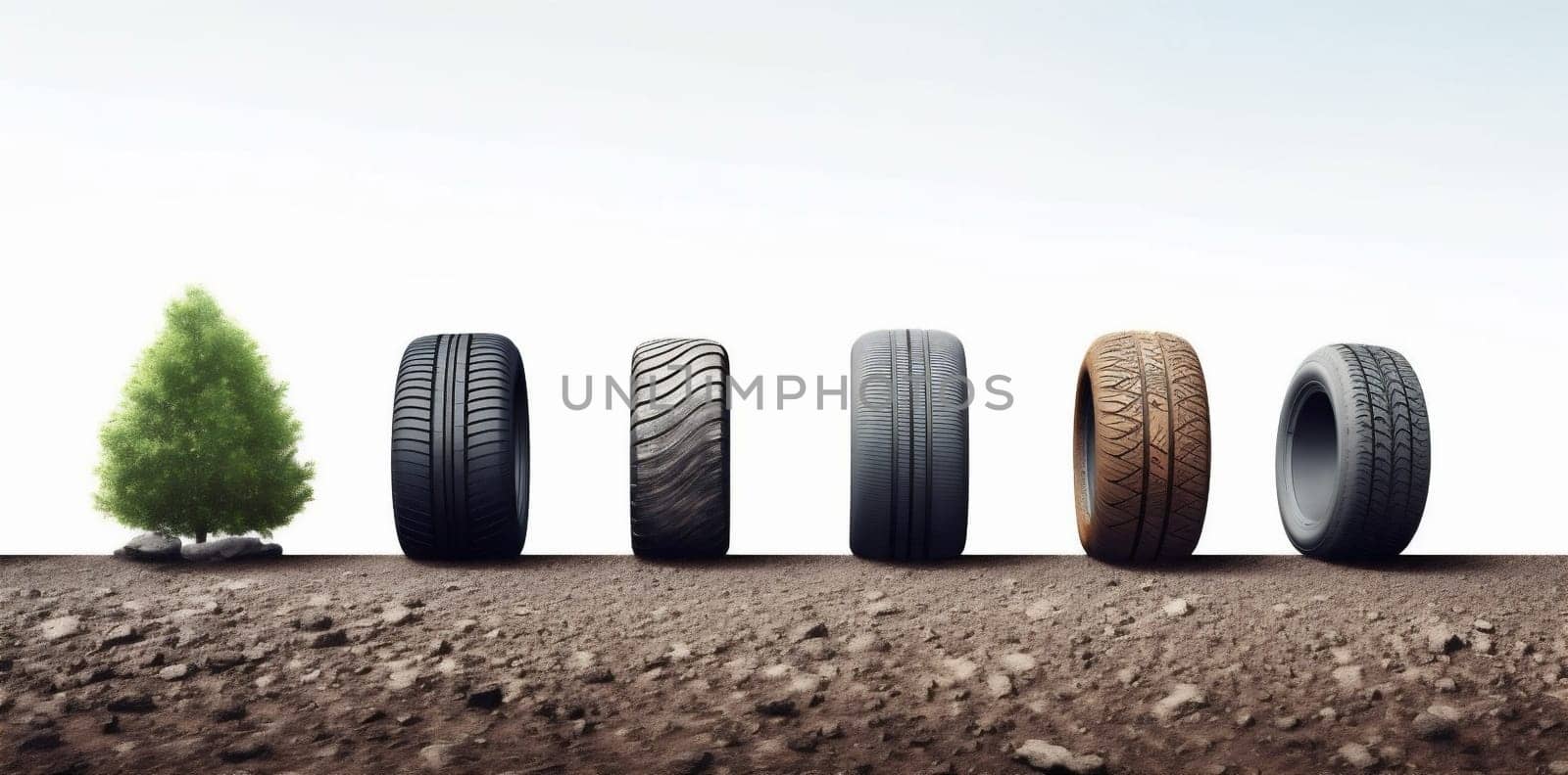 object isolated tire wheel profile background tyre auto rubber car automobile. Generative AI. by Vichizh