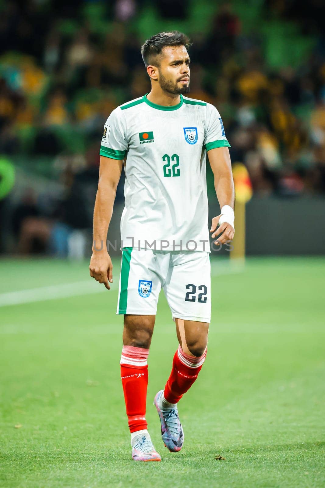 MELBOURNE, AUSTRALIA - NOVEMBER 16: Saad Uddin of Bangladesh during the 2026 FIFA World Cup Qualifier match between Australia Socceroos and Bangladesh at AAMI Park on November 16, 2023 in Melbourne, Australia