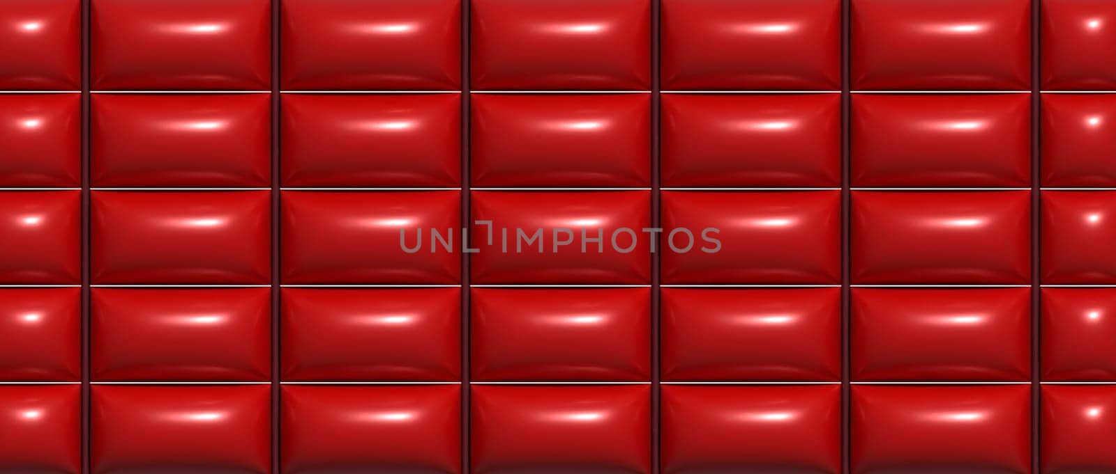 Abstract red background with inflated cells, 3D rendering illustration