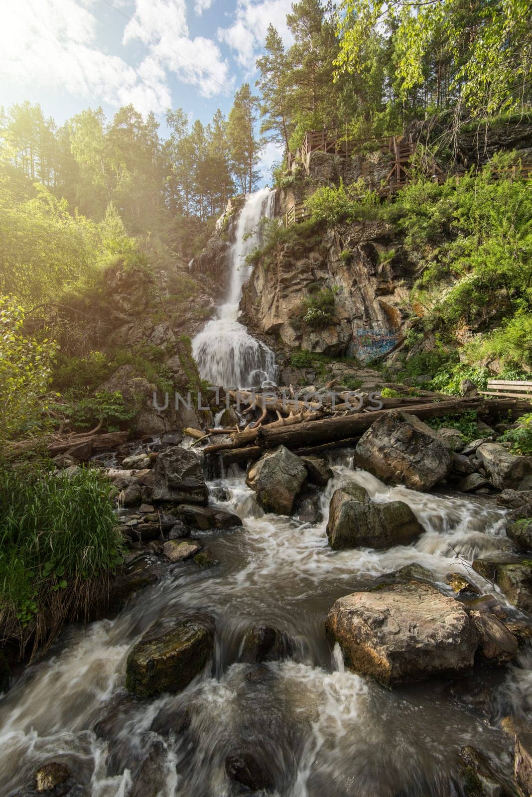 Waterfall Kamishlinsky in the Altai Mountains, Siberia
