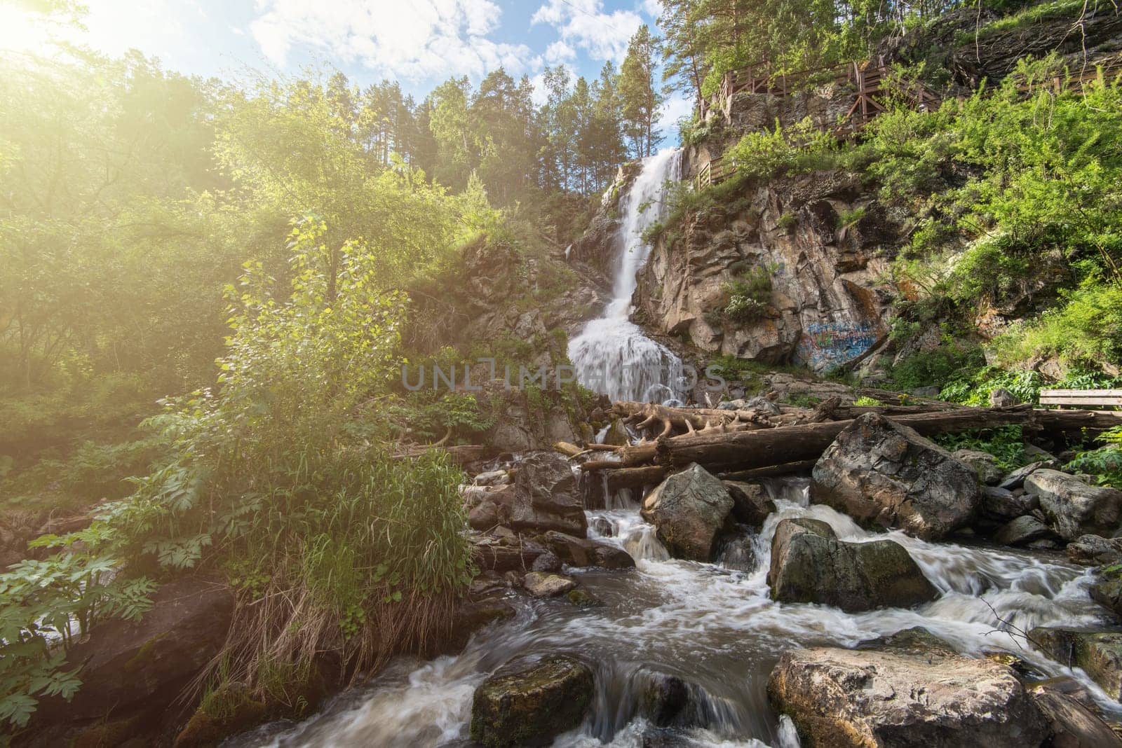 Waterfall Kamishlinsky in the Altai Mountains, Siberia