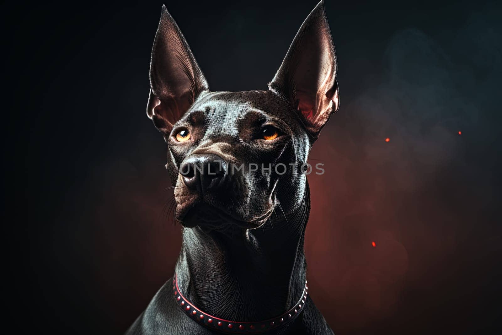 Xoloitzcuintli naked Mexican dog on a black background. Ai generative art