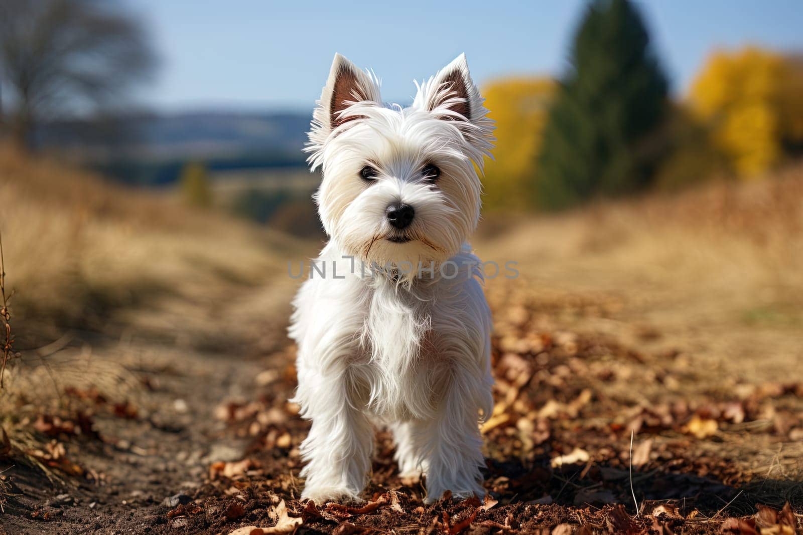 West Highland White Terrier on a summer nature, ai art by Dustick