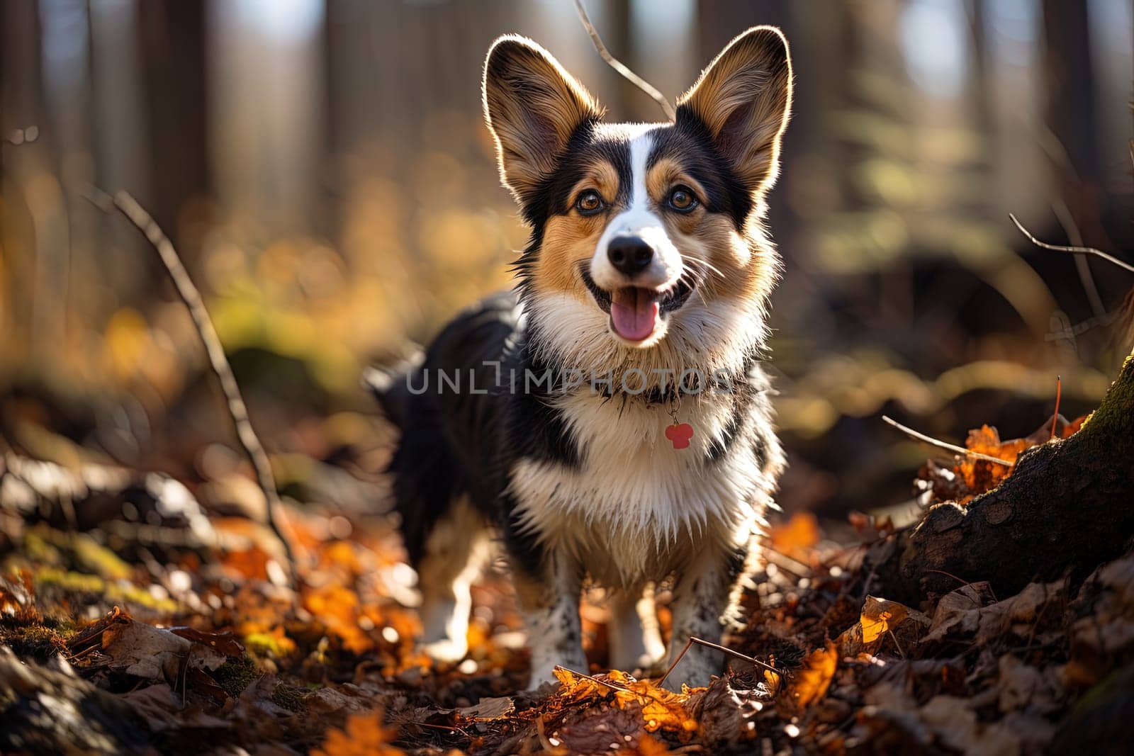 Portrait of Welsh Corgi cardigan on a nature close up cropped photo. Ai art by Dustick