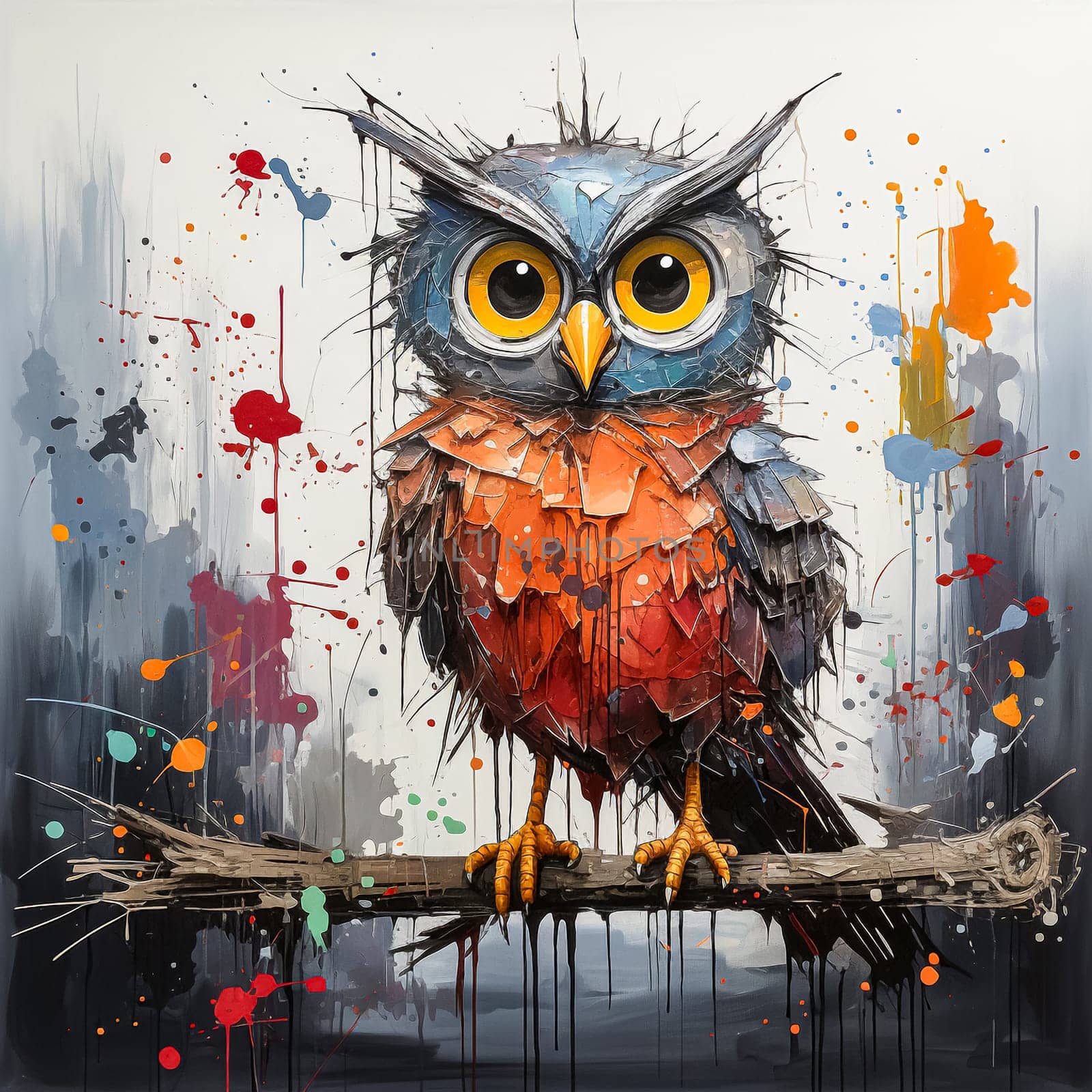 Portrait of a Majestic Owl, a charming watercolor painting of an owl, showcasing the birds grace and charming features
