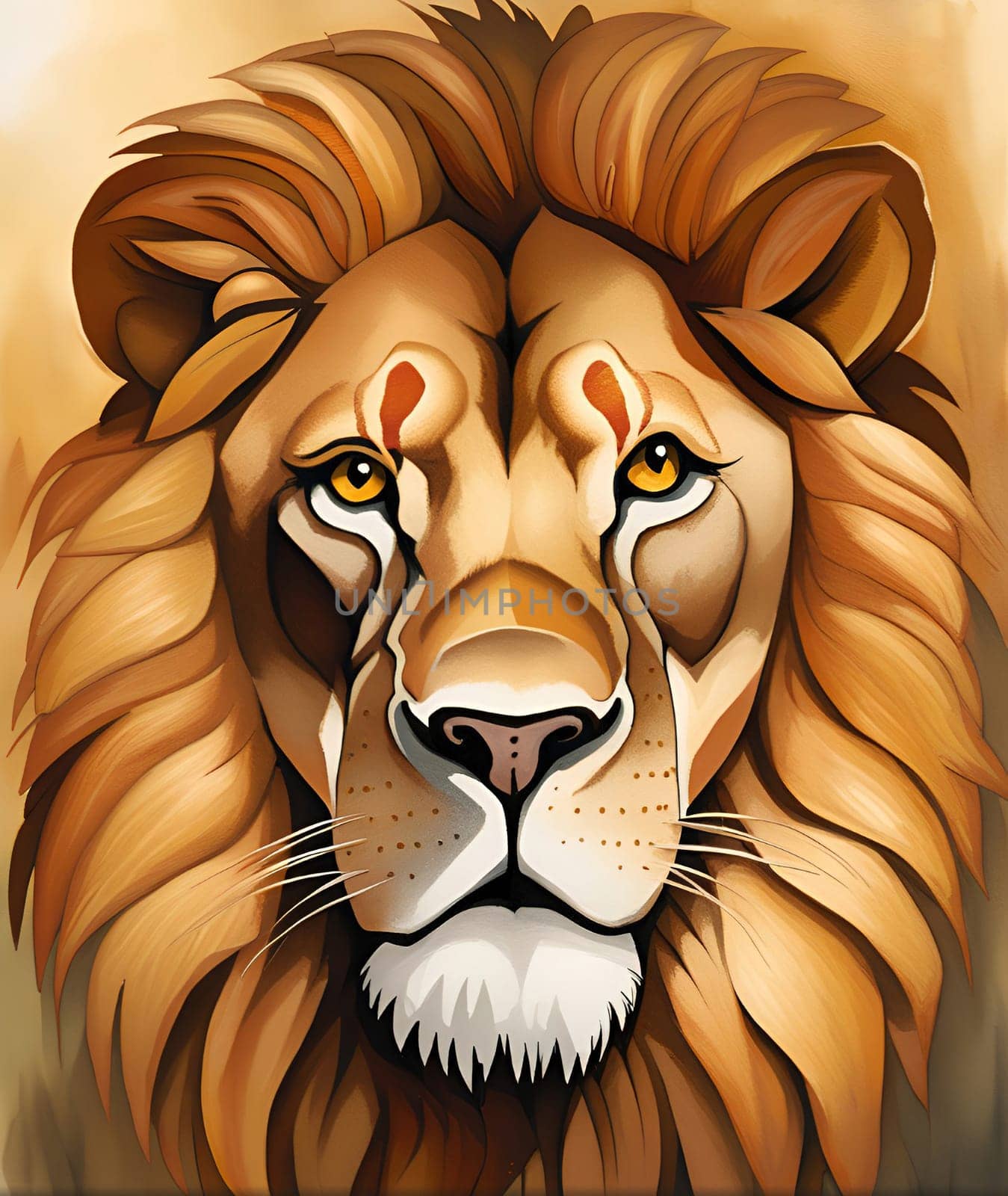 Portrait of a lion. Vector illustration isolated on background by yilmazsavaskandag