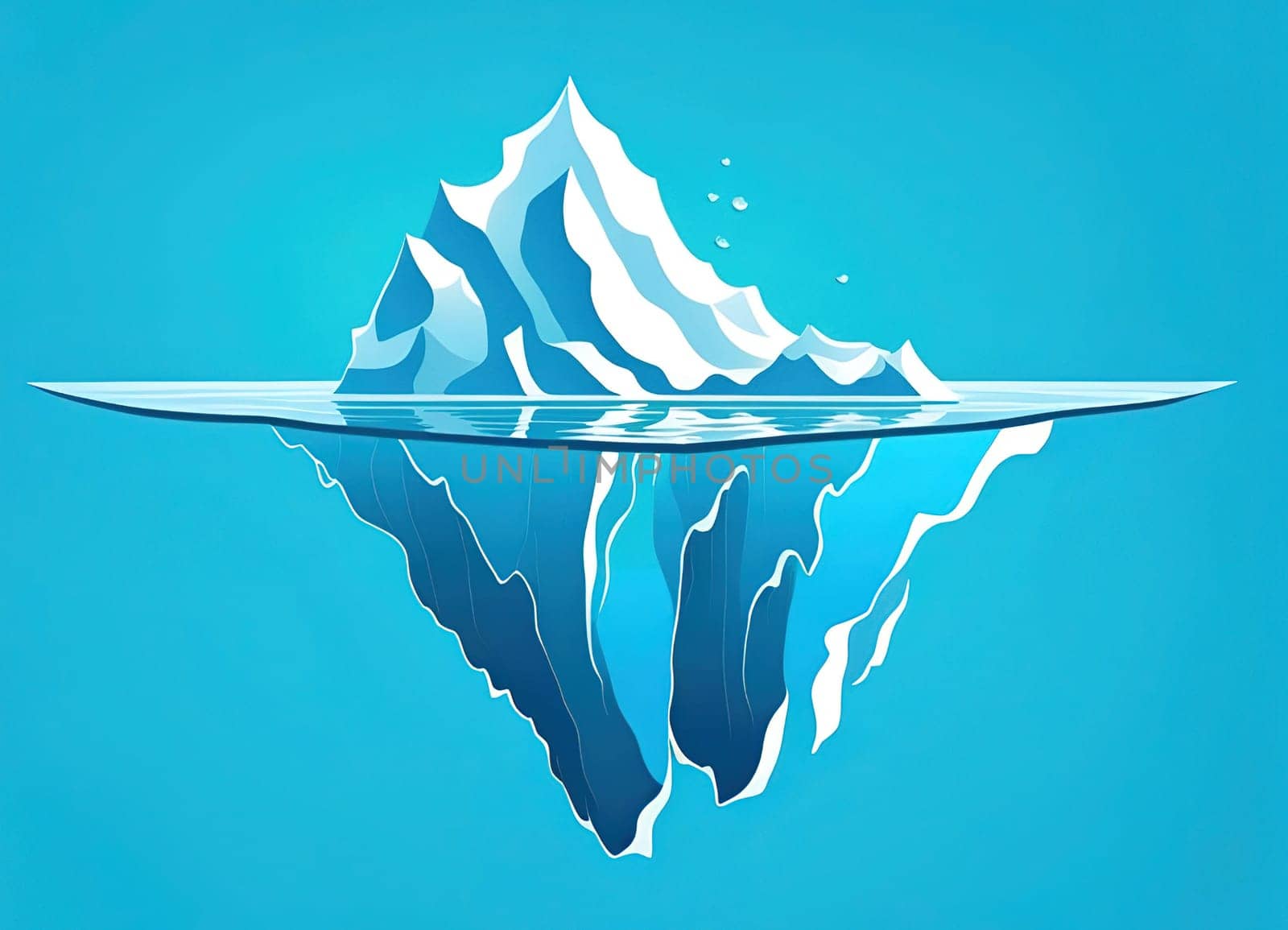 Illustration of Iceberg with reflection in water. Floating icebergs in the ocean. Vector illustration for your design.