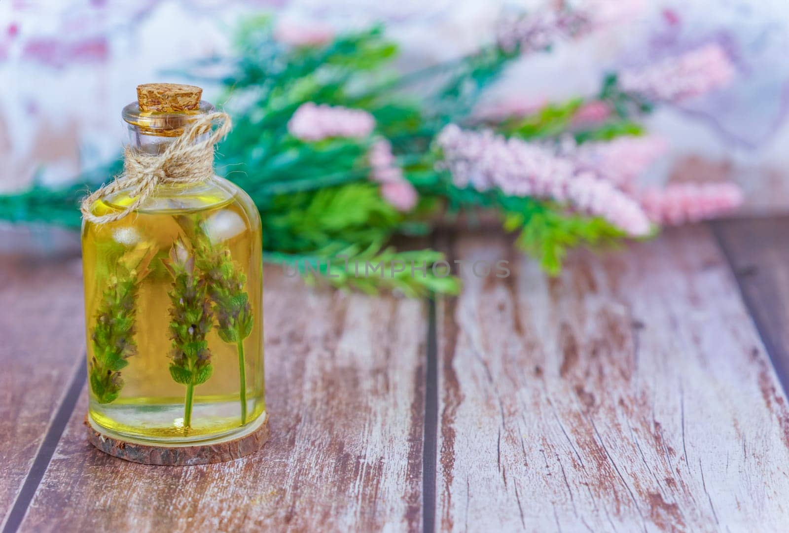 glass bottle with lavender oil by joseantona