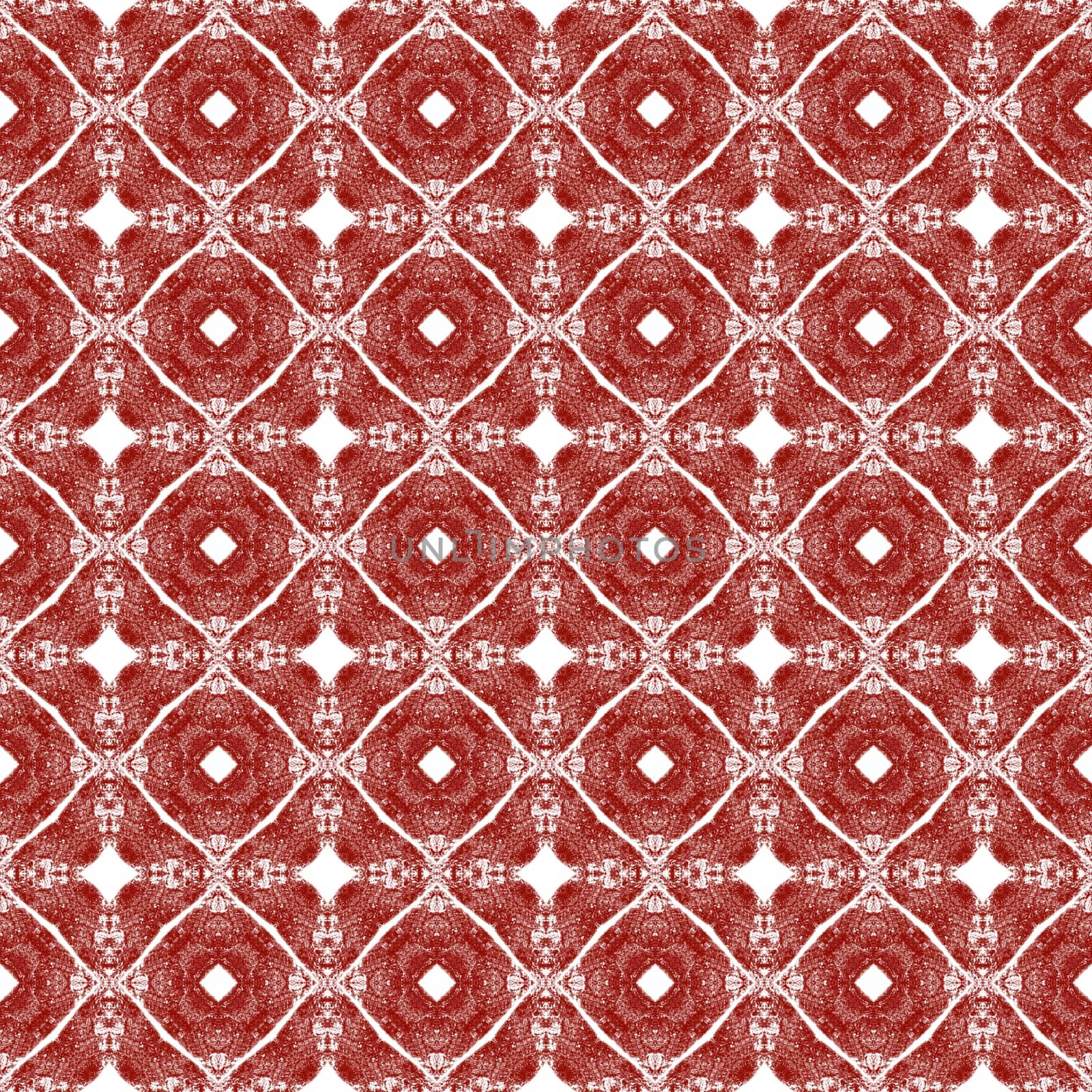 Medallion seamless pattern. Maroon symmetrical kaleidoscope background. Watercolor medallion seamless tile. Textile ready superb print, swimwear fabric, wallpaper, wrapping.