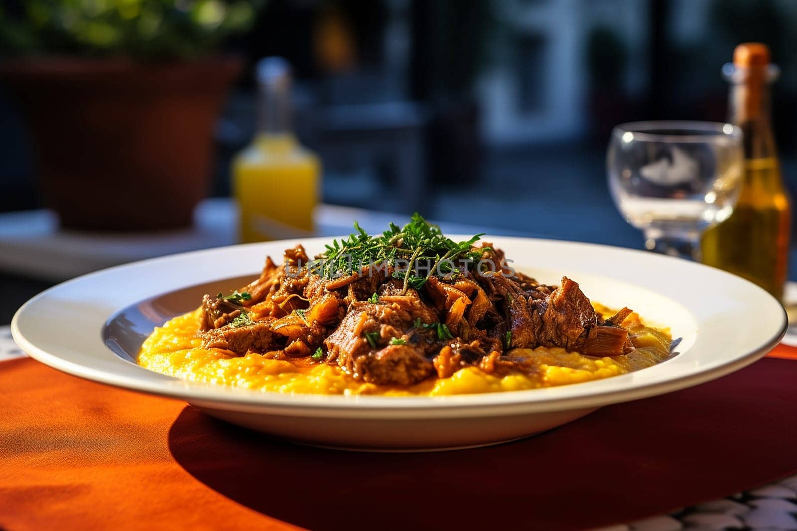 Cassoeula, traditional Lombardy dish with a stew made with pork meat and cabbage, often served with polenta. Italian seasonal comfort dish.