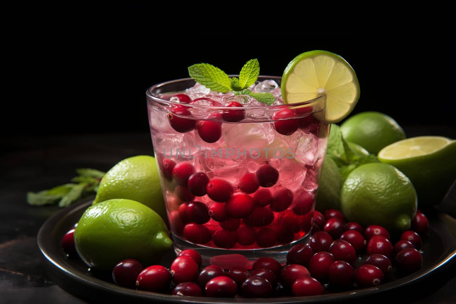 Christmas Moscow Mule cocktail with cranberries and lime by Ciorba