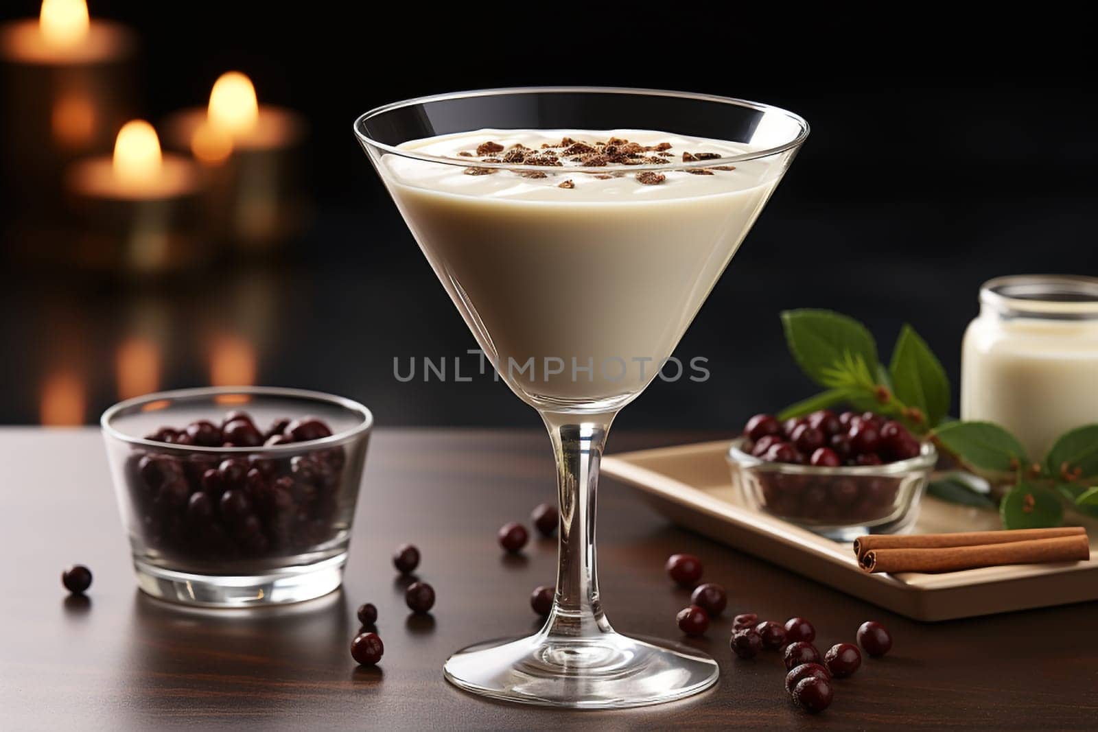 Velvet Eggnog Delight Cinnamon Dessert Martini Infused with Nutmeg for Holiday Toast