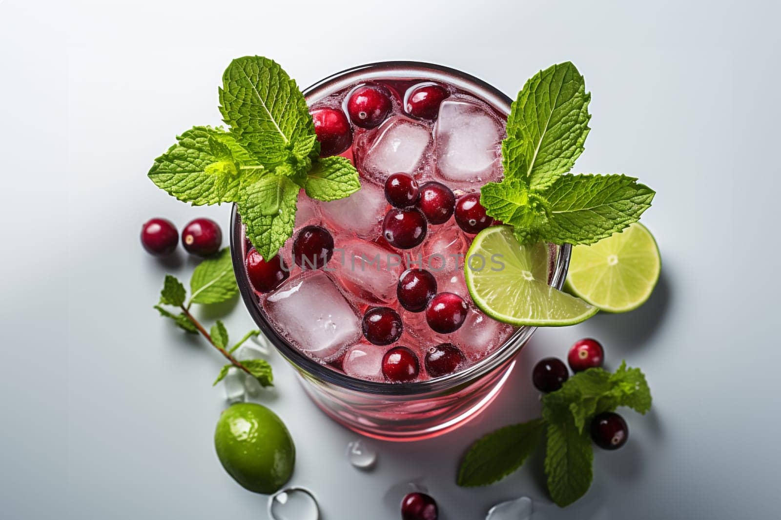 Cranberry Mule with vodka, ginger beer, cranberry juice, lime. Christmas cocktail idea.