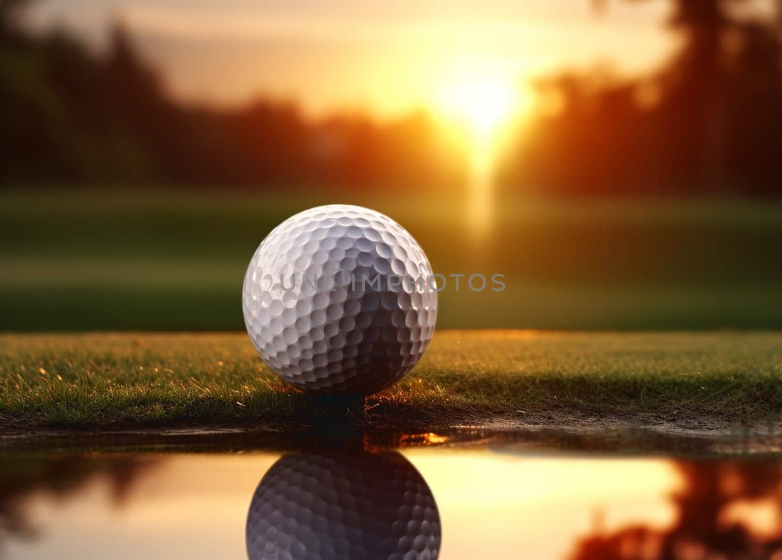 Golf club and ball in grass. High quality photo