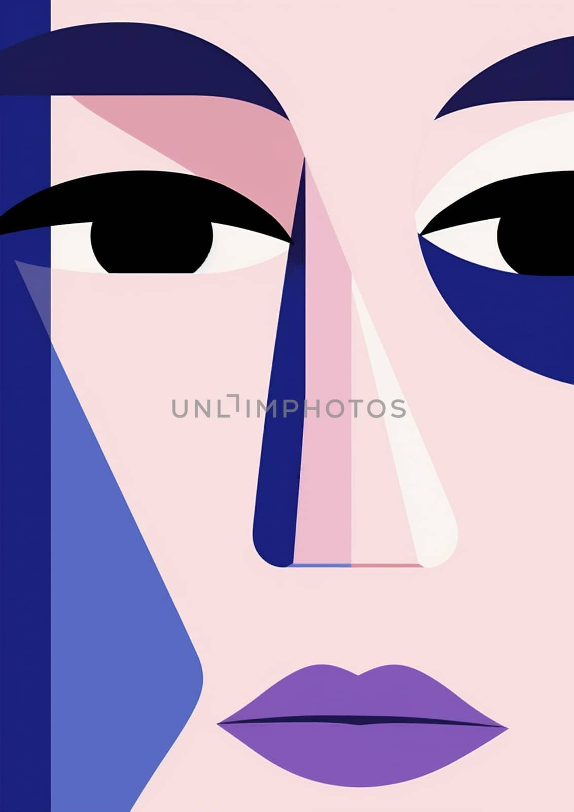 fashion woman man graphic abstract cubism modern poster portrait face cubist. Generative AI. by Vichizh