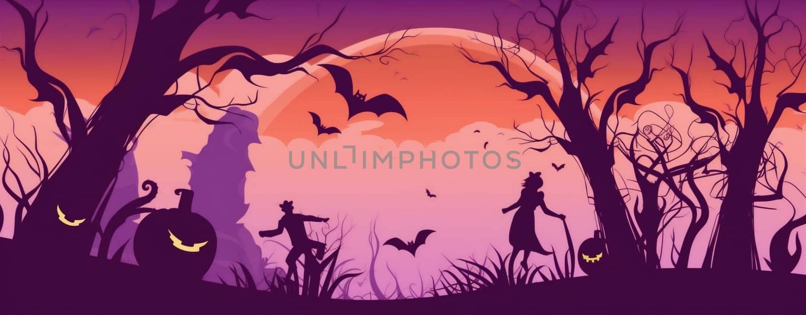 background banner halloween evil night party black holiday autumn witch horror. Generative AI. by Vichizh