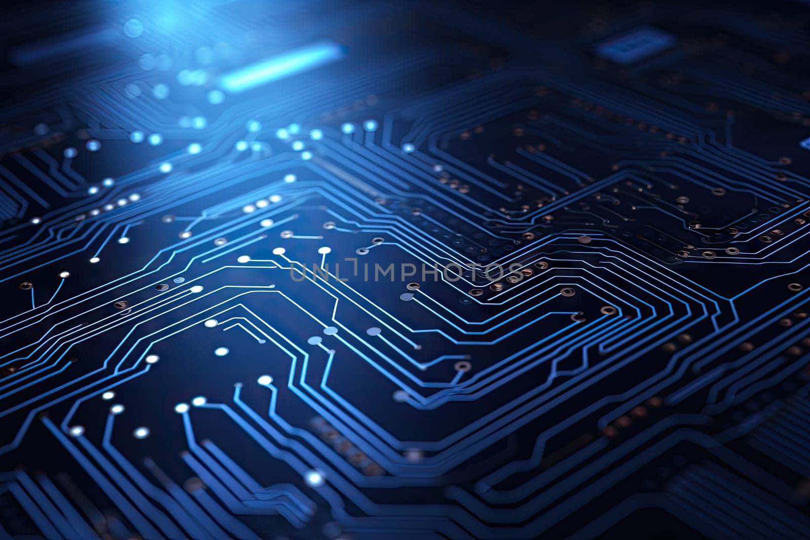 Computer technology image with circuit board background, ideal for various topics related to computers and AI by generated AI by wichayada