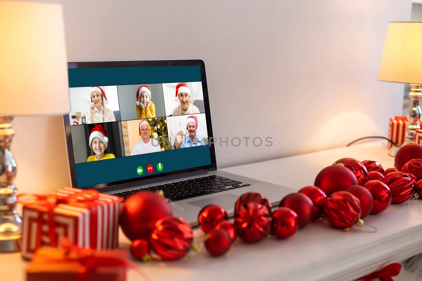 Virtual meeting online. Video conference by laptop. Online business meeting. On the laptop screen, people who gathered in a video conference to work on-line.