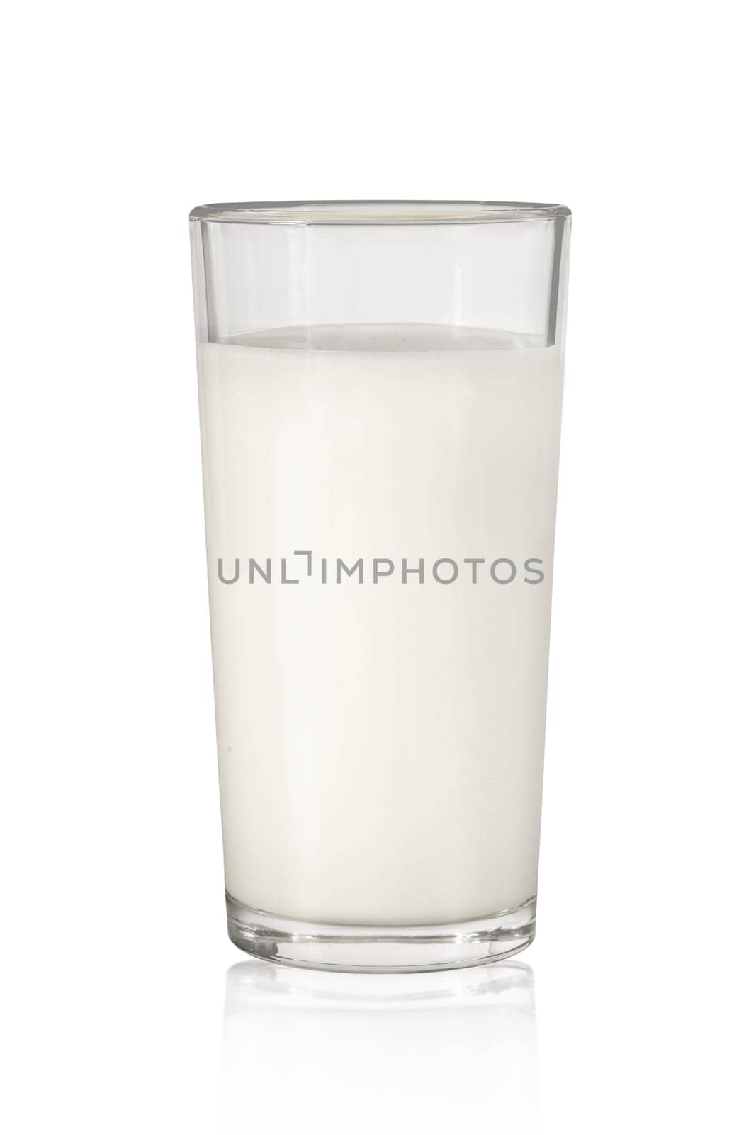 Glass of milk Isolated on a white background. Dairy product, close-up.