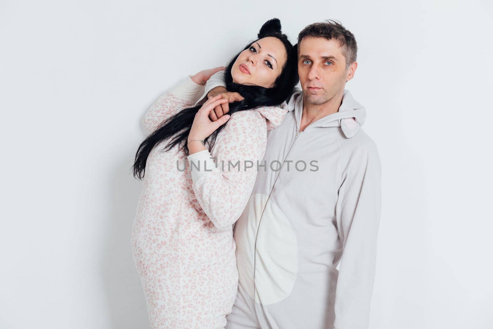 Man and woman couple in pajamas