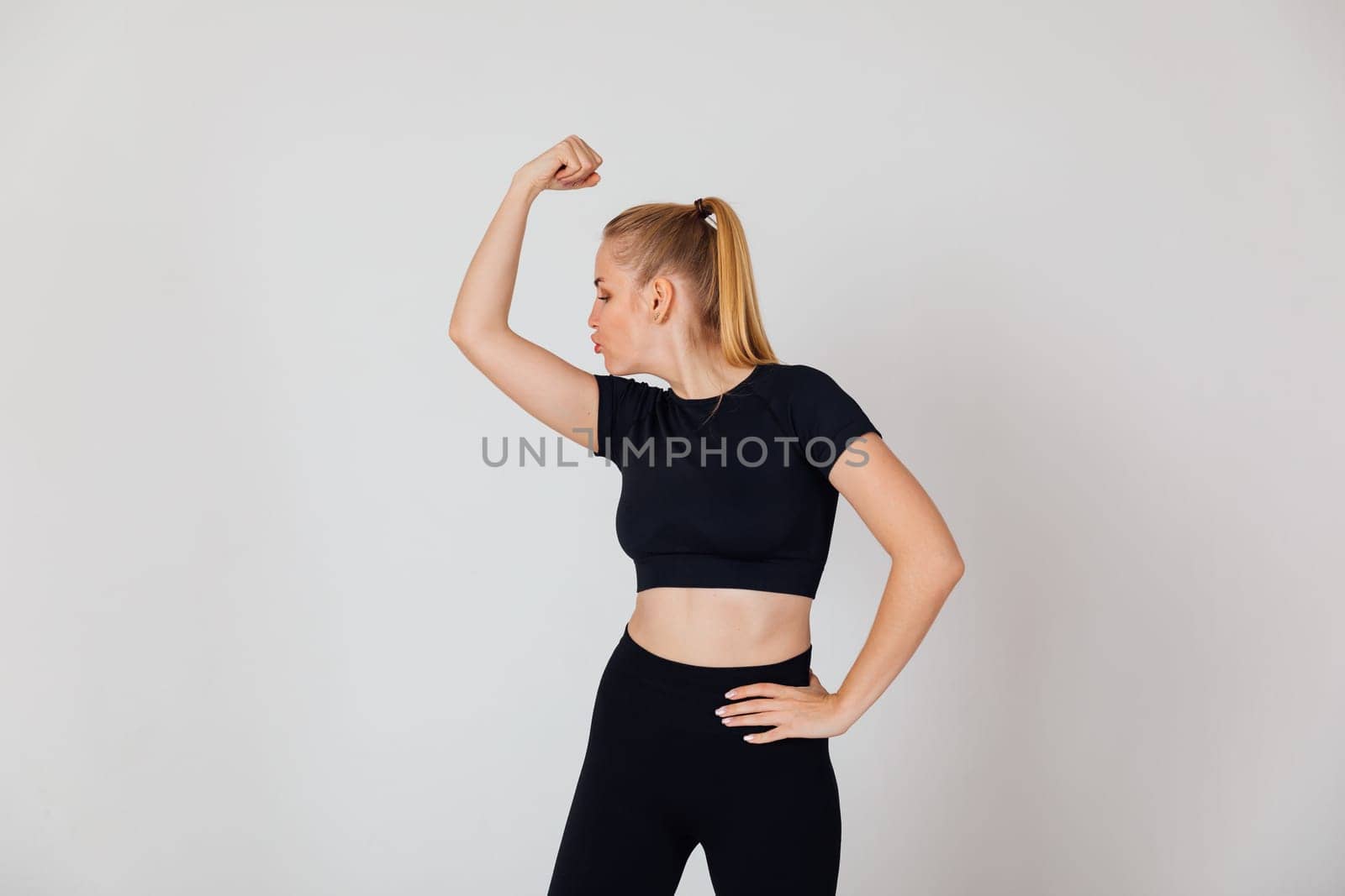 Woman Blonde Doing Gymnastics Strength Sport
