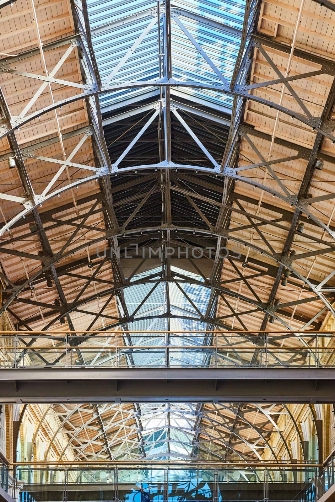 Ceiling with pointed roof interior of The Ferry Building transportation center by njproductions
