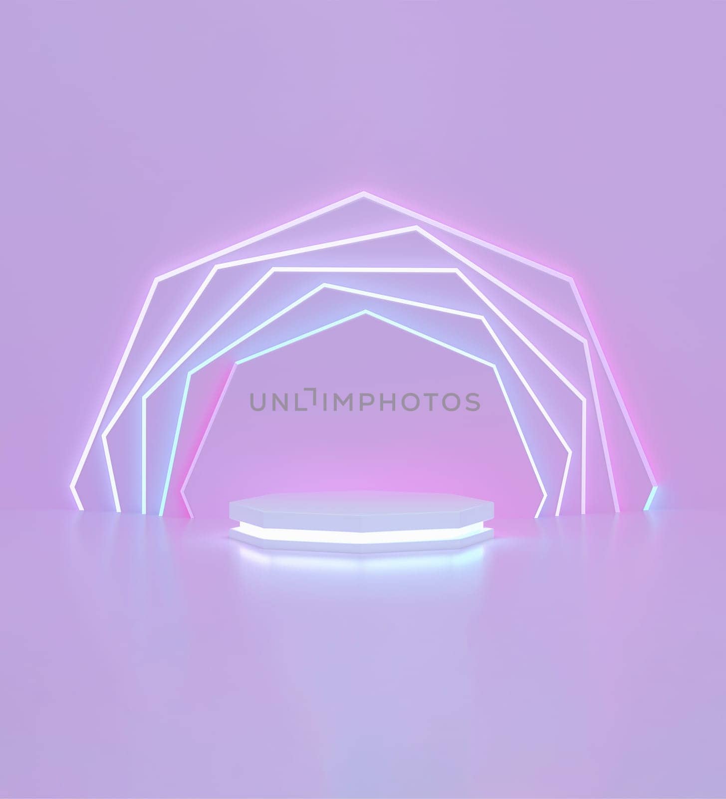 Neon podium for cosmetics teenager people on pink background. by ImagesRouges