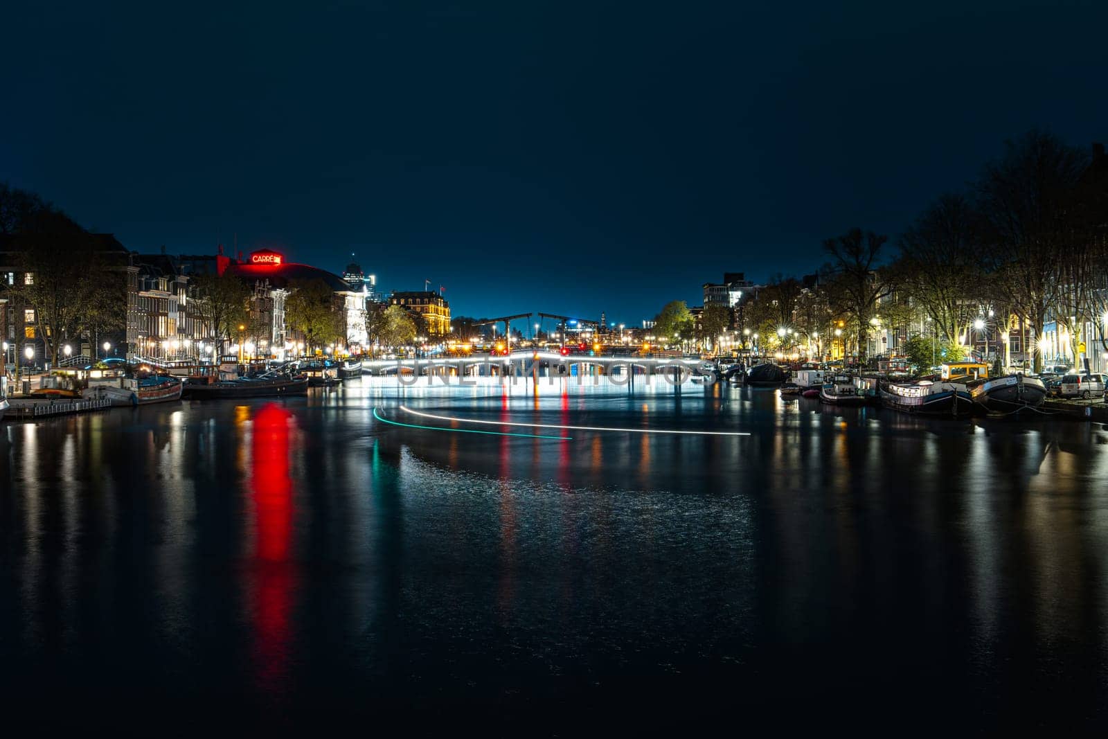 Stunning Amsterdam Canals Night View with Long Exposure Photography by PhotoTime