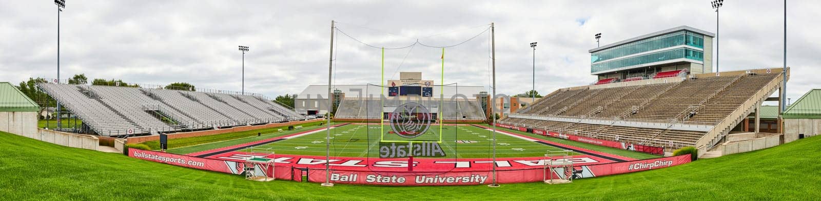 Scheumann Stadium panorama entire stadium with Cardinals football field and empty stands by njproductions