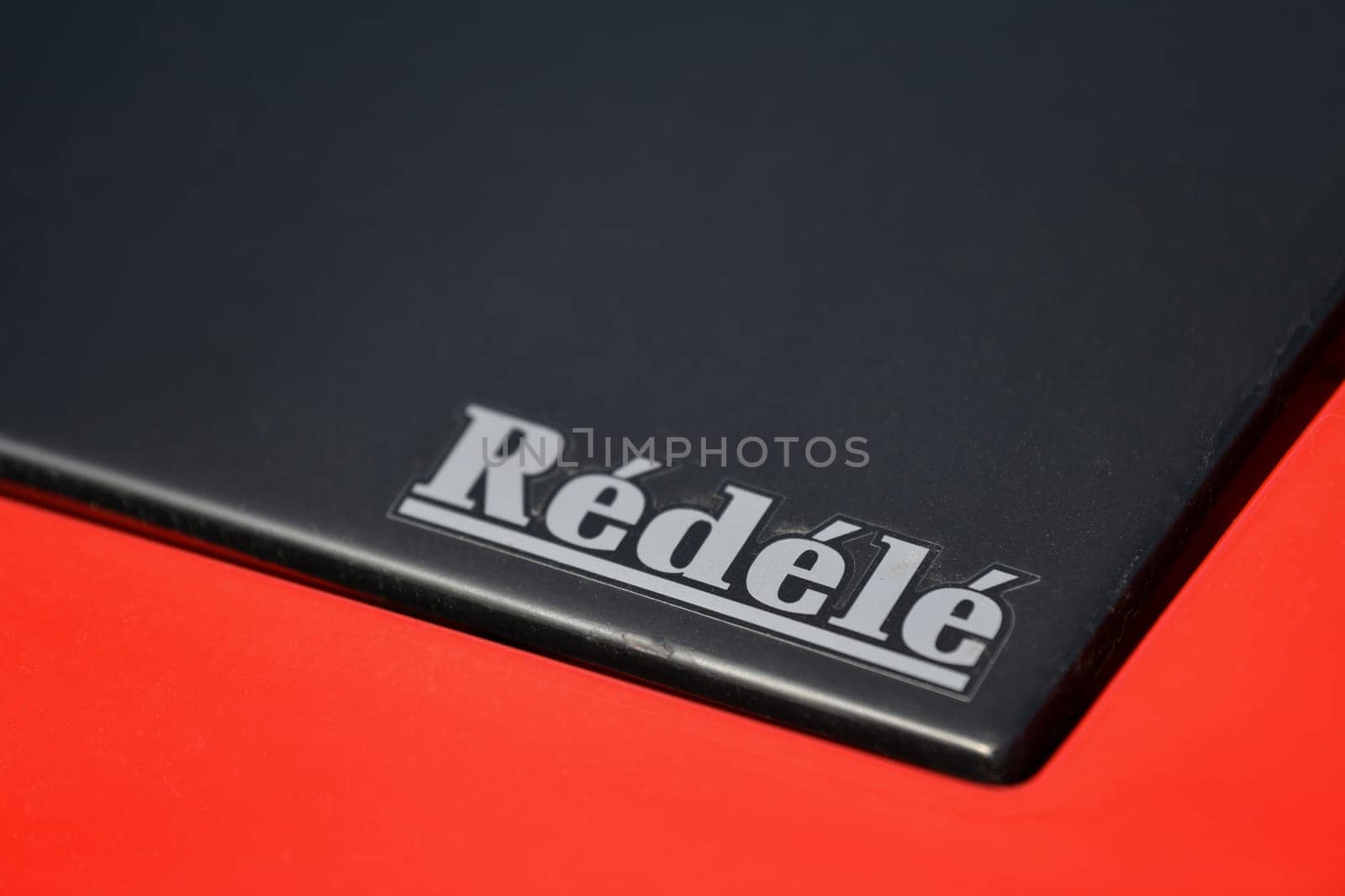 DIEPPE, FRANCE - MAY 29, 2022: Jean Redele surname of a founder of the Alpin car brand