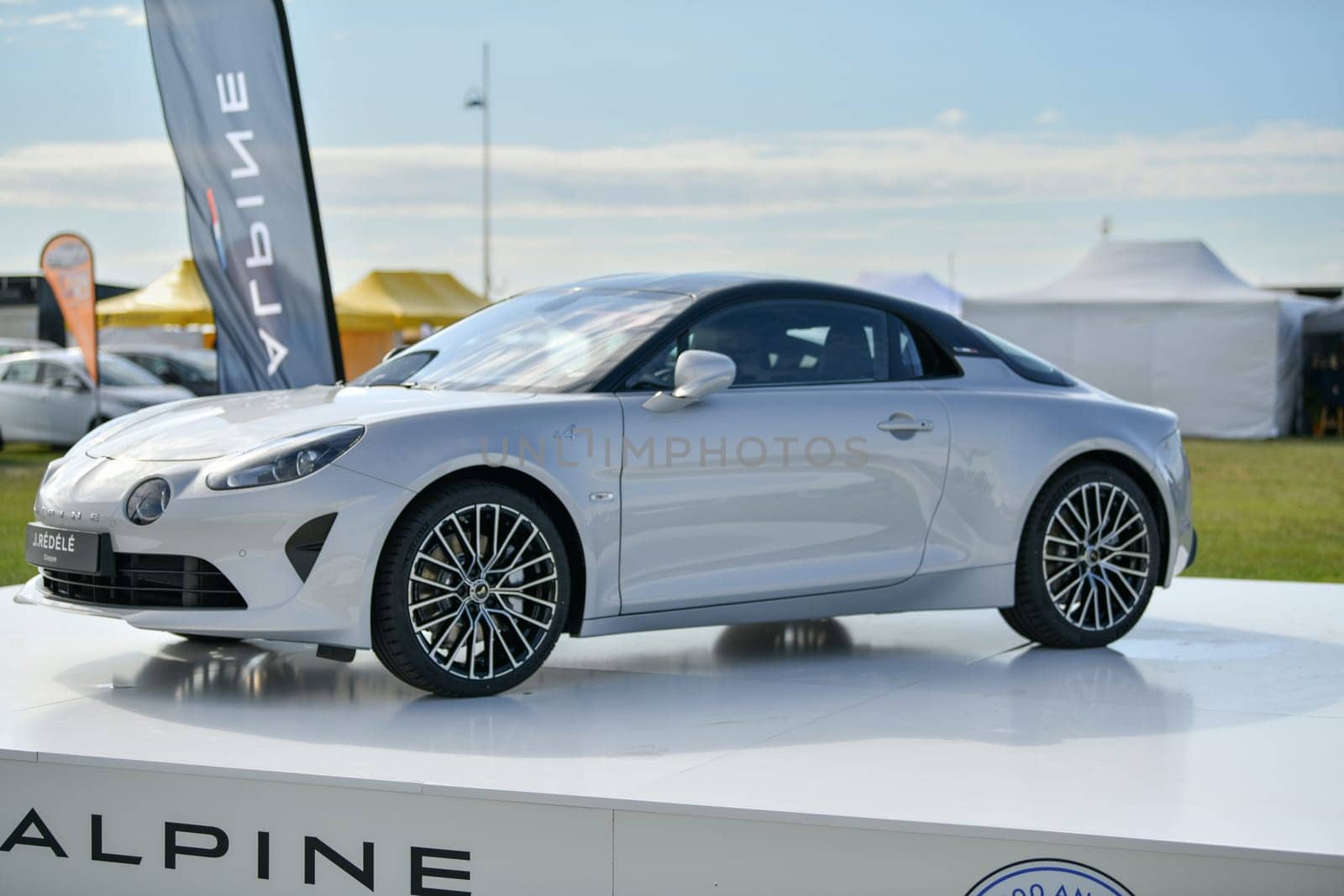 DIEPPE, FRANCE - MAY 29, 2022: The new model of the sports car Alpine A110 is exhibited