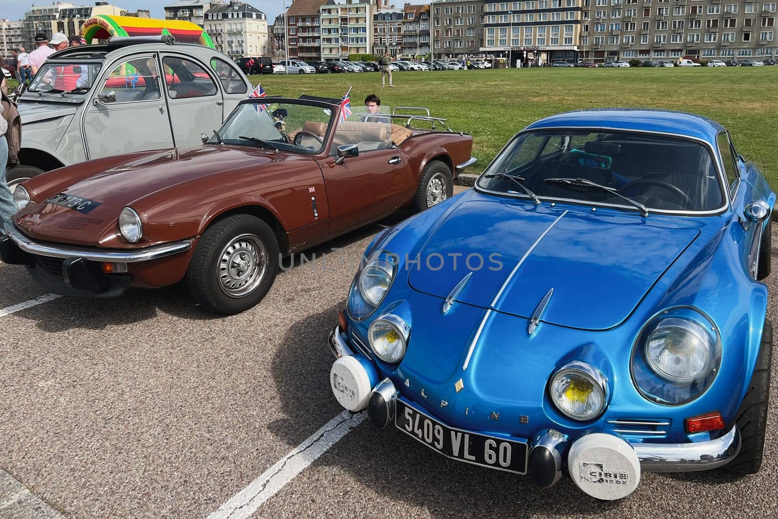 DIEPPE, FRANCE - MAY, 15, 2022: Retro Alpine cars modele 110 Berlinette V85 on the exposition Vintage and classic Cars.