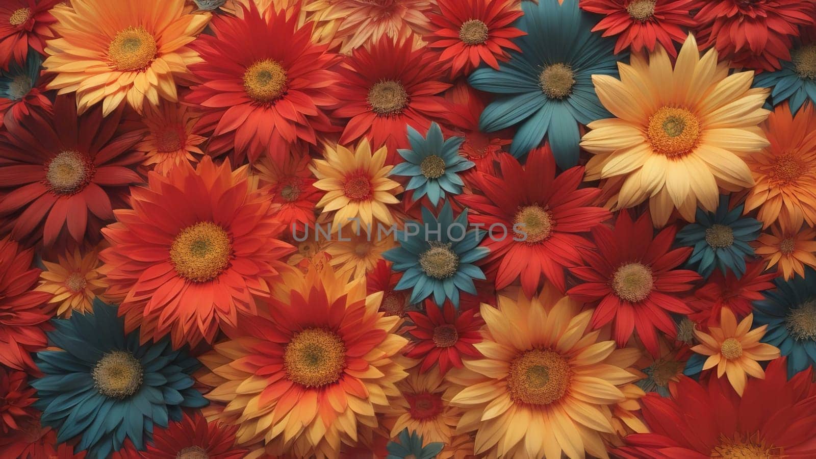 Colorful gerbera daisy flowers background. generative ai