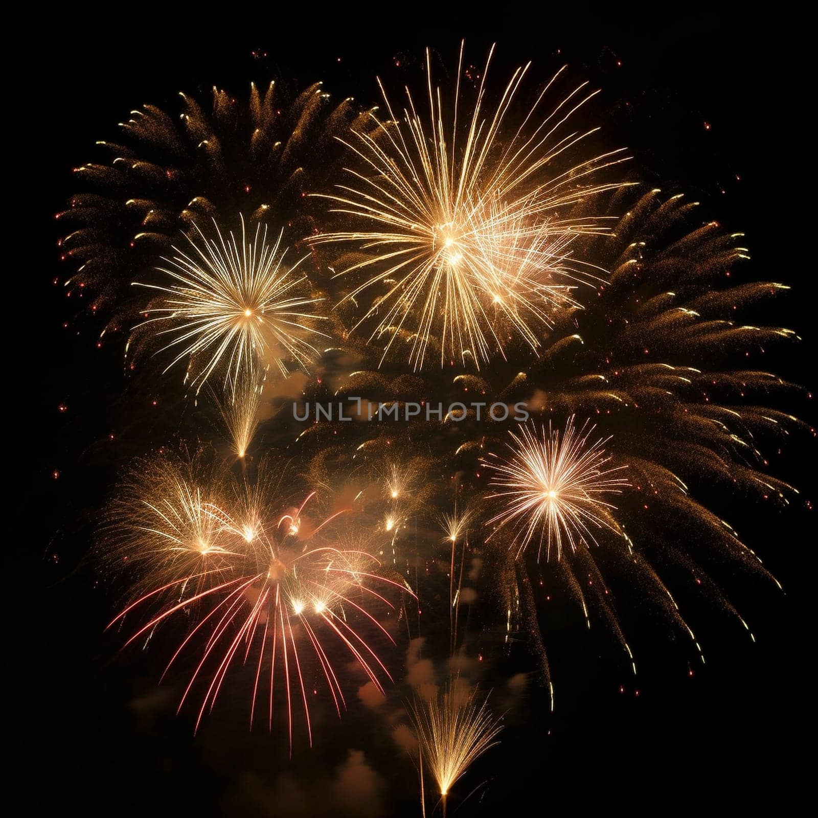 beautiful colorful firework display set for celebration happy new year and merry christmas and fireworks on black background. High quality image