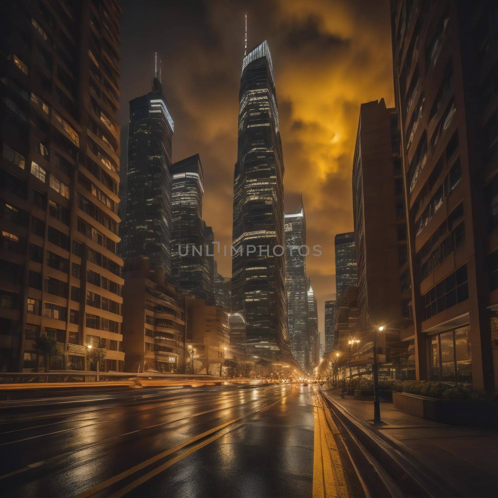Shanghai Lujiazui Finance and Trade Zone of the modern city night. generative ai