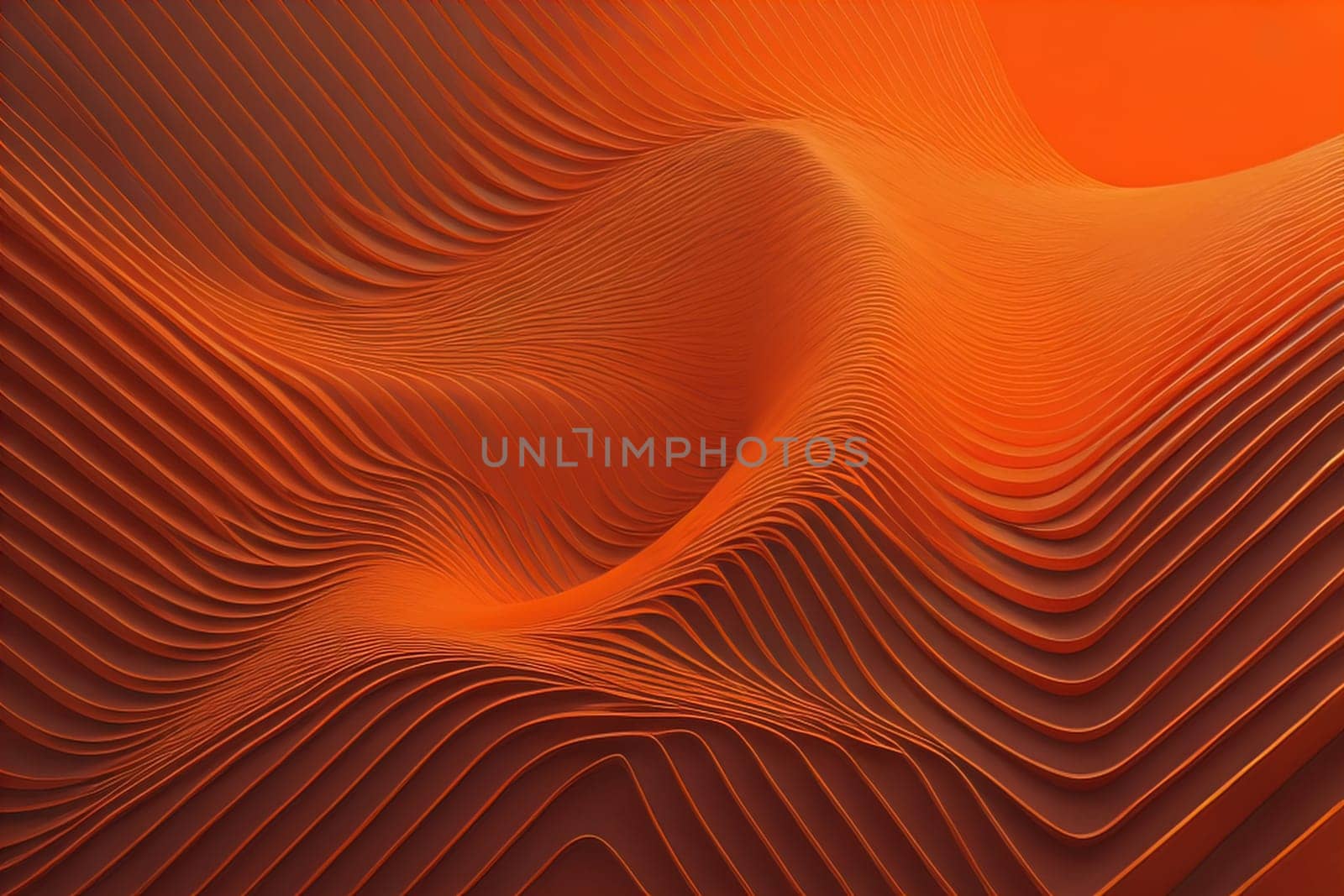 Abstract orange background with wavy lines. generative ai