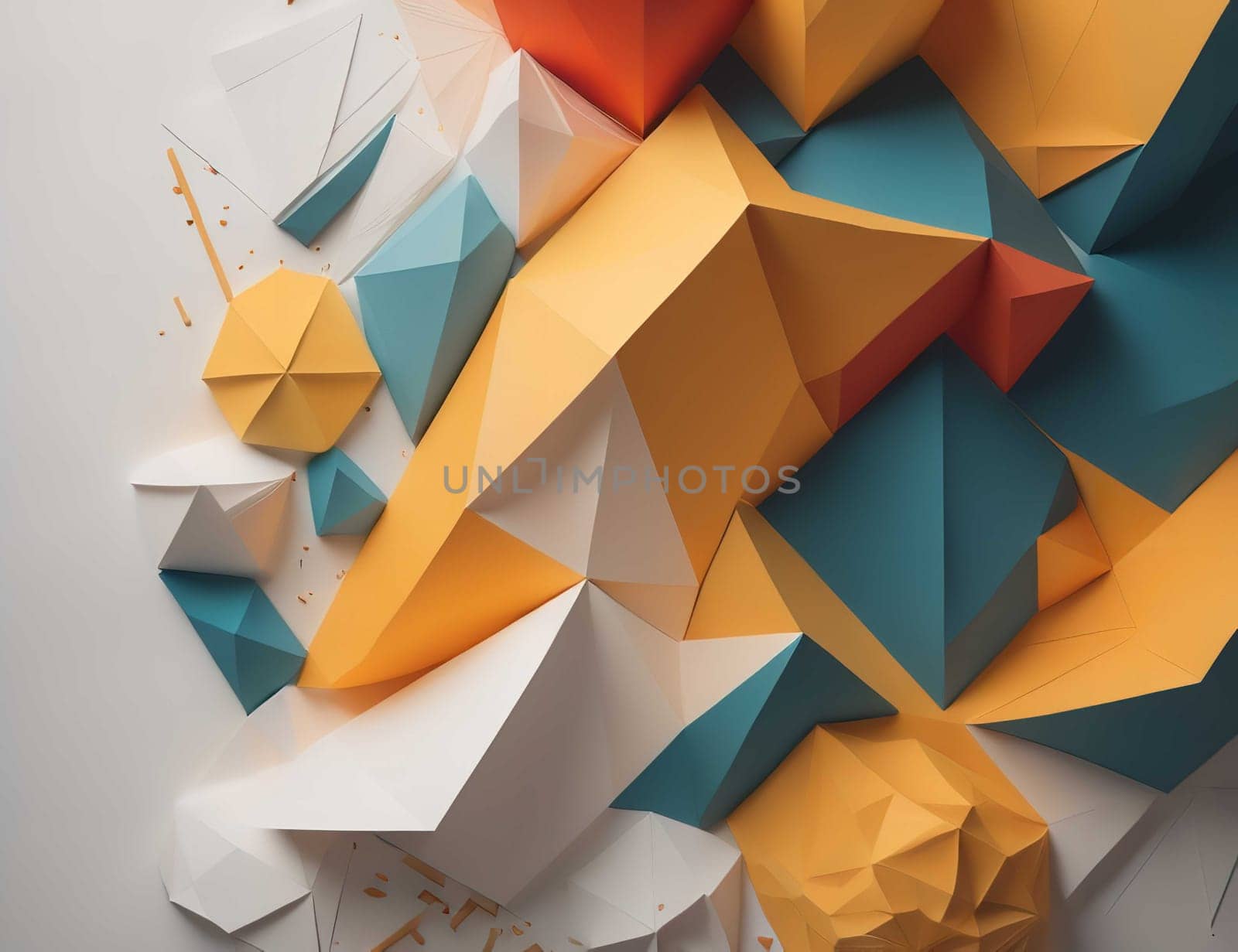 Colorful origami paper on a white background. generative ai by sanisra