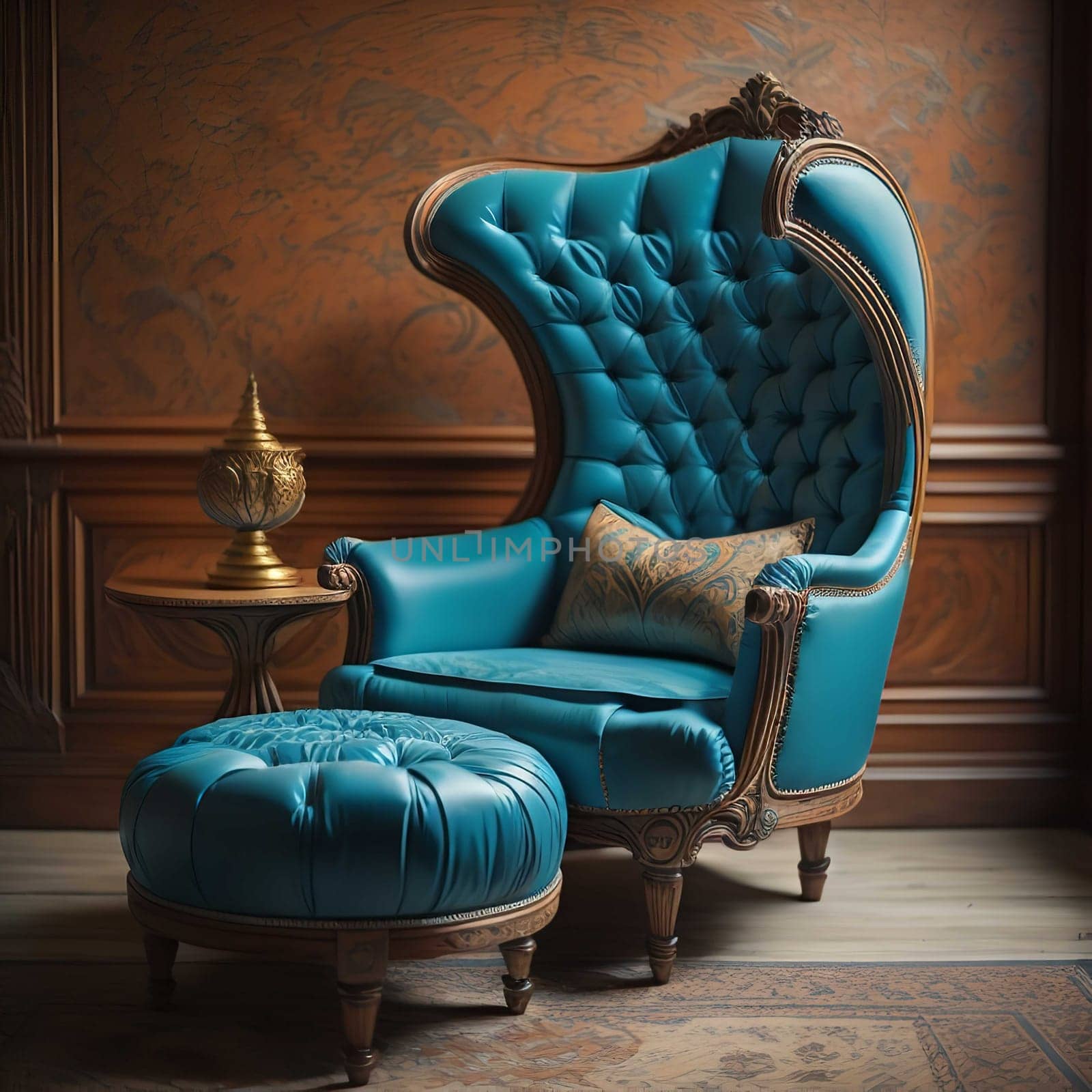 Luxury vintage armchair in classic interior. generative ai by sanisra
